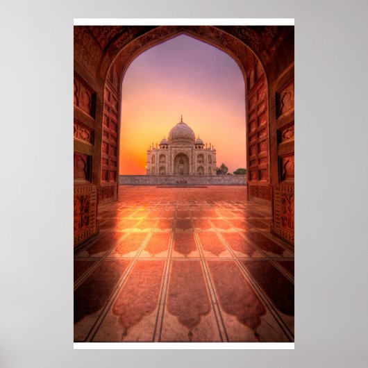 Poster Les monuments | Taj Mahal, Inde au coucher du sole (Devant)