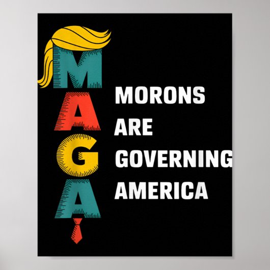 Poster Les Morons dirigent l'Amérique Trump Funny _1 (Devant)