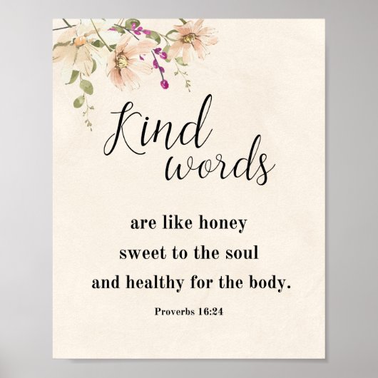 Poster Les mots sont comme du miel, Proverbes 16:24 (Devant)