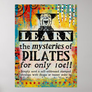 Poster Les Mystères du Pilates - Drôle Annonce Vintage