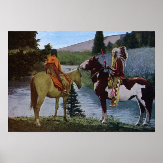 Poster Les Noirs amérindiens à cheval (Devant)