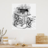Poster Les nounours font un mess dans la cuisine (Cuisine)