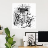 Poster Les nounours font un mess dans la cuisine (Bureau à domicile)