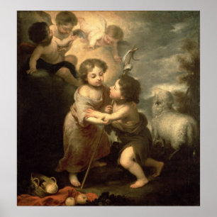 Poster Les nourrissons le Christ et Jean-Baptist