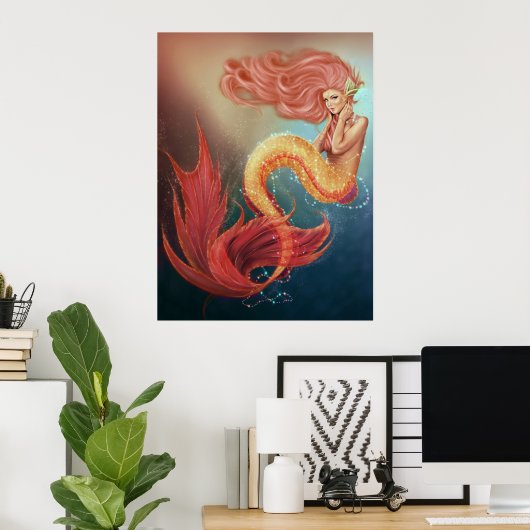 Poster Les océans secrets des bijoux de mer Sirène (Bureau à domicile)