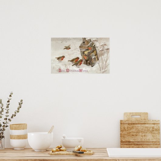 Poster Les oiseaux trouvent refuge dans Lantern Noël Vint (Cuisine)