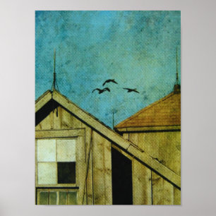 Poster Les oiseaux volent au-dessus