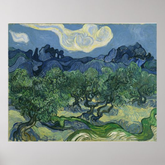 Poster Les Oliviers par Vincent Van Gogh (Devant)
