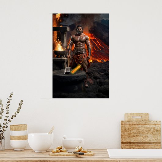 Poster Les Olympiens : Hephaestus, Dieu du Feu (Cuisine)