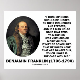 Poster Les opinions de Ben Franklin Influences jugées Eff