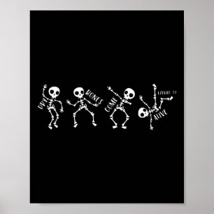 Poster Les os Sec Vivent Relaxant Drôle Dansant Skeleton