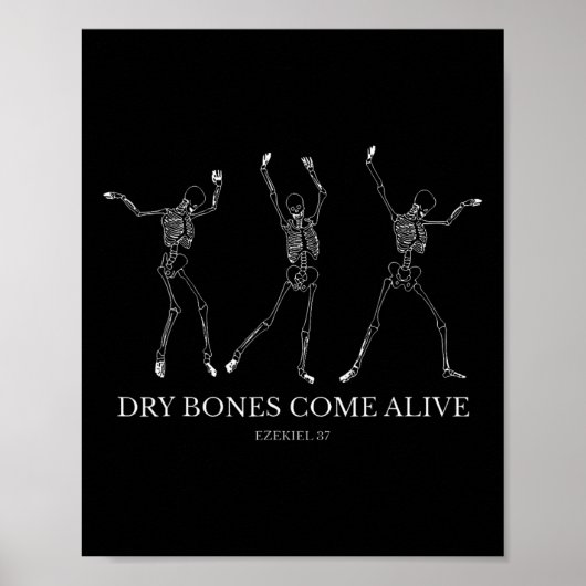 Poster Les os Sèches Vivants Funky Skeleton Danser Hallow (Devant)