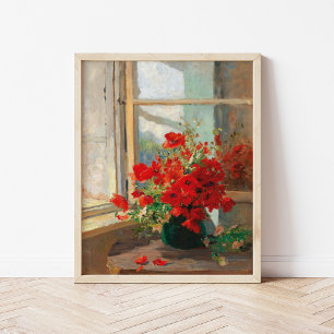 Poster Les pavots par la fenêtre Olga Wisinger-Florian