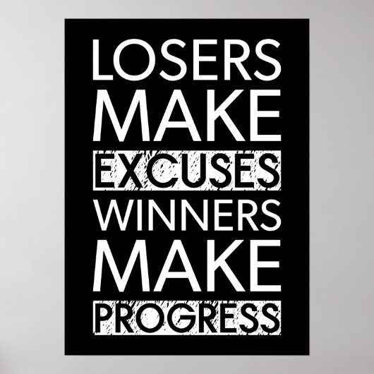 Poster Les Perdants Font Des Excuses - Gym, Hustle, Succè (Devant)