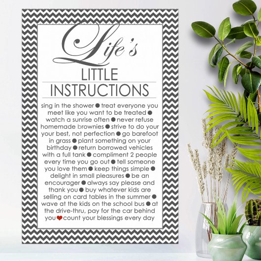 Poster Les petites instructions de la vie Charcoal Black