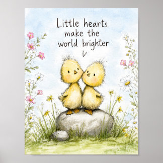 Poster Les petits cœurs rendent le monde plus lumineux