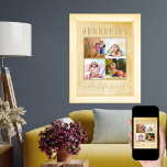Poster Les petits-enfants font la vie Grand Rustic Photo<br><div class="desc">Poster imprimé que vous pouvez personnaliser avec votre propre photo collage. Le modèle est prêt pour vous à ajouter 4 photos des petits-enfants. Les photos sont présentées en format carré et encadrées de la mention "petits-enfants font grandir la vie". Cette affiche crème de style vintage et antique est neutre et...</div>