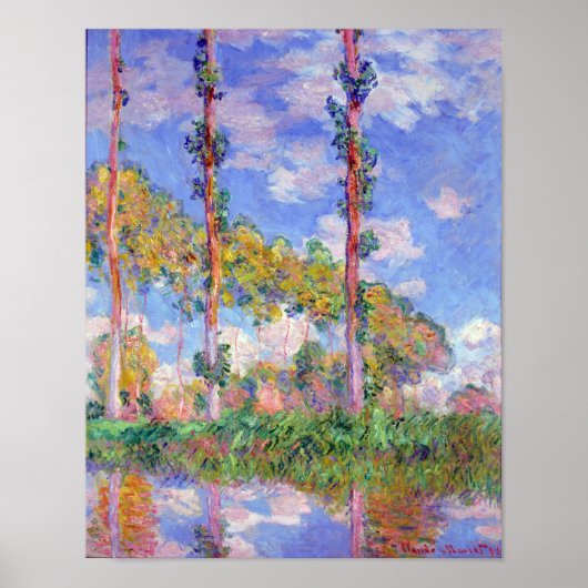 Poster Les peupliers au soleil, Monet (Devant)