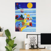 Poster Les phares et le bateau de Leo (Bureau à domicile)