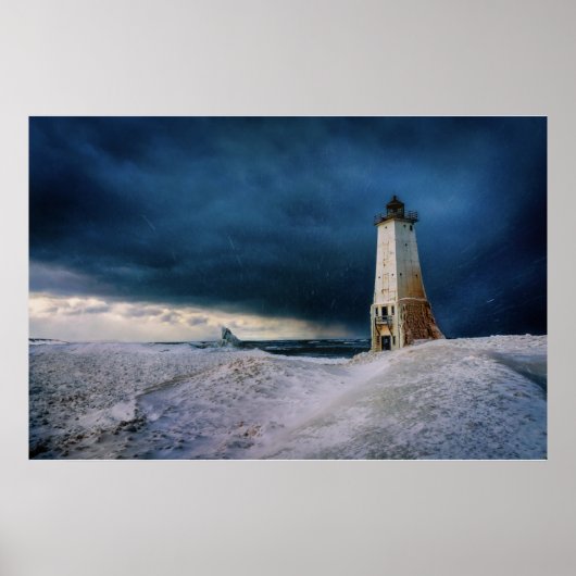 Poster Les phares | Frankfort Lighthouse Lake Michigan (Devant)