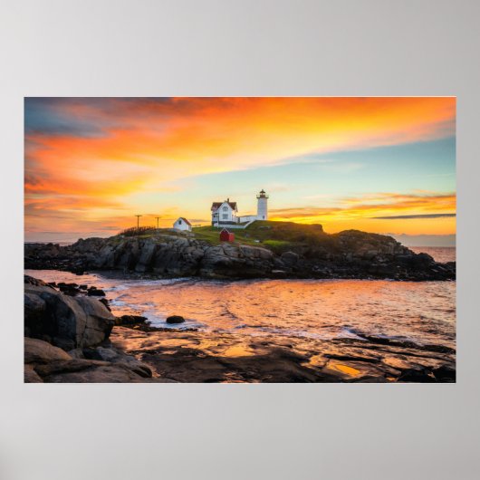 Poster Les phares | Nubble Lighthouse Maine (Devant)