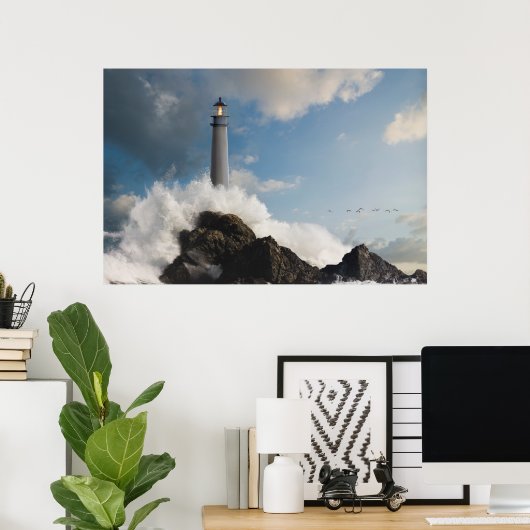 Poster Les phares | Phare Avec Vagues De Crise (Bureau à domicile)