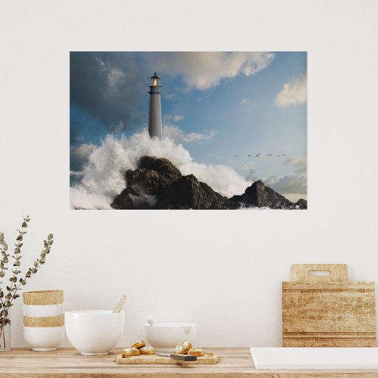 Poster Les phares | Phare Avec Vagues De Crise (Cuisine)