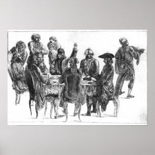 Poster Les philosophes au dîner, c.1750