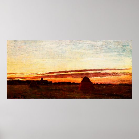 Poster Les piles de Haystacks à Chailly à Sunrise, 1865 (Devant)