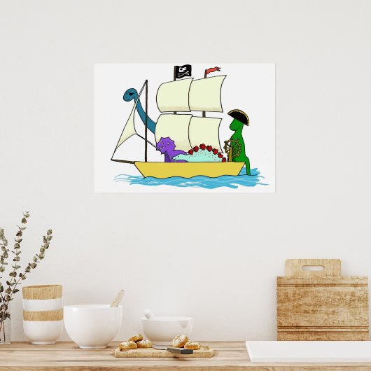 Poster Les pirates dinosaures naviguent sur les sept mers (Cuisine)