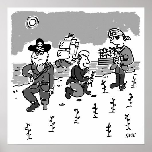 Poster Les pirates jardinent à l'aide d'une jambe en bois (Devant)