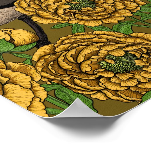 Poster Les pivoines et les brunes (Coin)