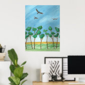 Poster Les plaines avec des eucalyptus (Bureau à domicile)