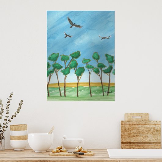 Poster Les plaines avec des eucalyptus (Cuisine)