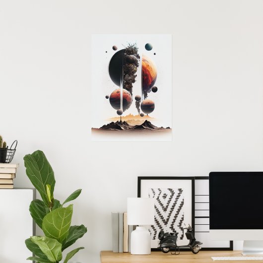 Poster Les Planètes S'Effondrent Dans Un Trou Noir (Bureau à domicile)