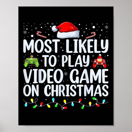 Poster Les Plus Probables À Jouer Jeu Vidéo Sur Noël Père (Devant)