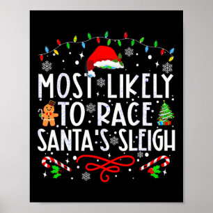 Poster Les Plus Probables De Course Père Noël Sleigh Fami