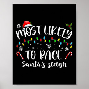 Poster Les Plus Probables De Course Père Noël Sleigh Fami