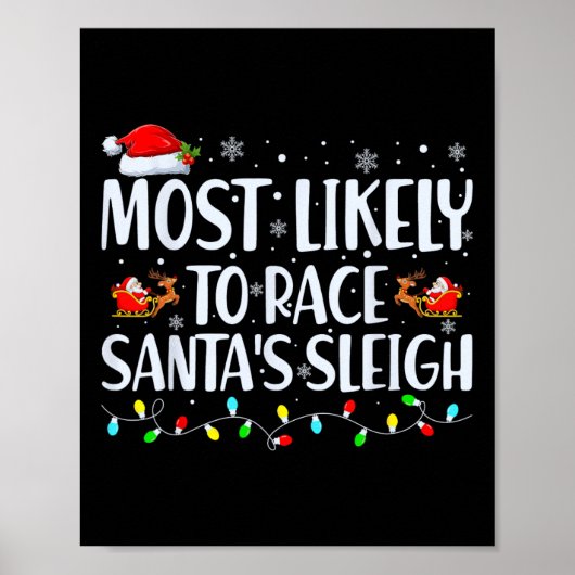 Poster Les Plus Probables De Course Père Noël Sleigh Fami (Devant)