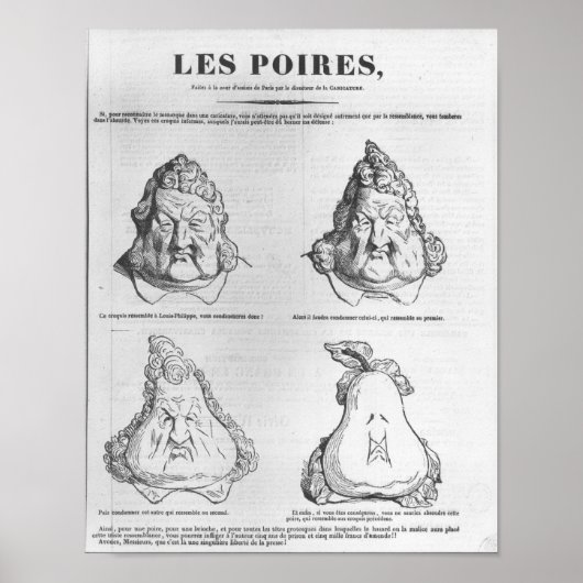 Poster Les Poires, caricature du roi Louis-Philippe (Devant)