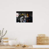 Poster Les pompiers éteignent un incendie dans un entraîn (Cuisine)