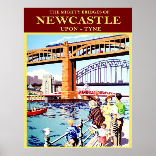 Poster Les ponts puissants de Newcastle, Upon Tune, vinta