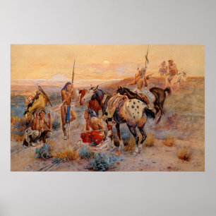 Poster Les premières traces de Wagon de Charles M. Russel