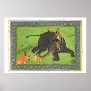 Poster Les préposés secourent un homme tombé d'un ele