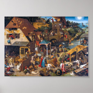Poster Les Proverbes Hollandais   Pieter Bruegel l'Ancien