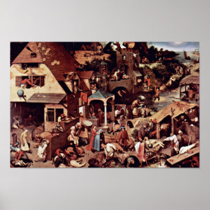 Poster Les Proverbes Néerlandais Par Bruegel D. Ä. Pieter