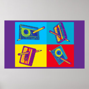 Poster Les quatre cassettes 60s Rencontre 80s Pop Art