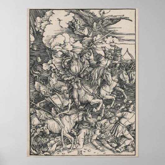 Poster Les quatre cavaliers de l'Apocalypse par Durer (Devant)