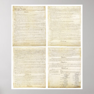 Poster Les quatre pages originales de la Constitution amé