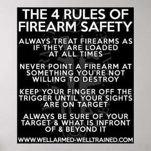 Poster Les quatre règles de sécurité des armes à feu - Af